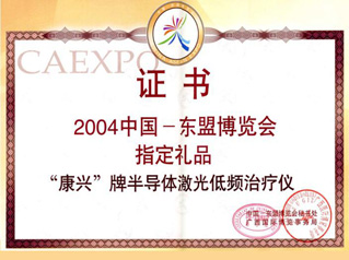 康興半導(dǎo)體激光/低頻治療儀被選入成為2004中國-東盟博覽會指定禮品